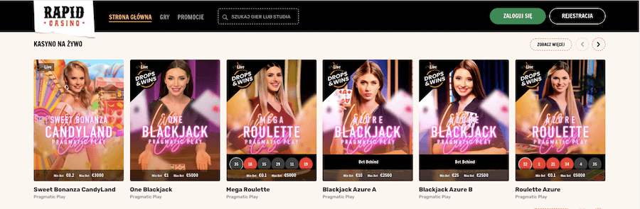 Kasyno na żywo w Rapid Casino