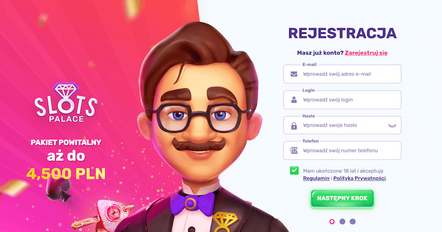 Slots Palace rejestracja konta