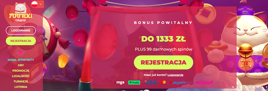 Bonus powitalny w Maneki Casino
