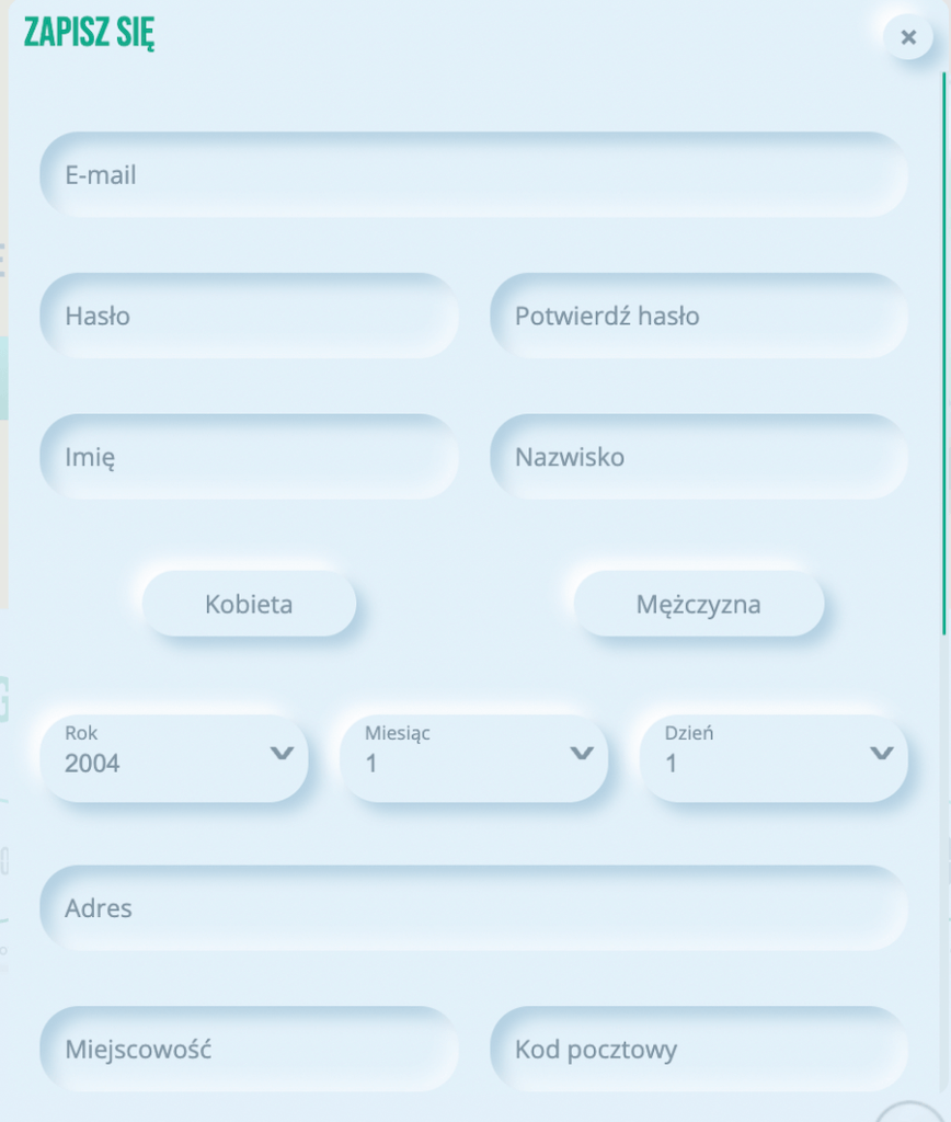 Formularz rejestracyjny kasyna LuckyWilds