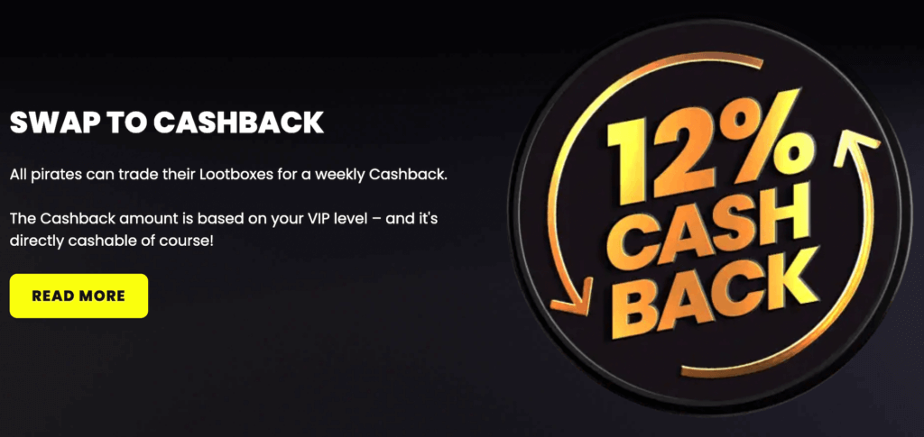 Cashback w kasynie Pirateplay