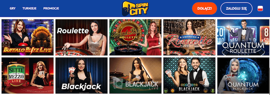 kasyno na żywo w spin city
