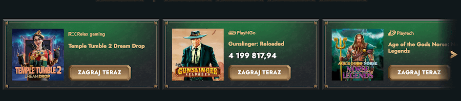 Grafika rpzedstawia 3 przykładowe sloty w kasynie Lucky Heroes.