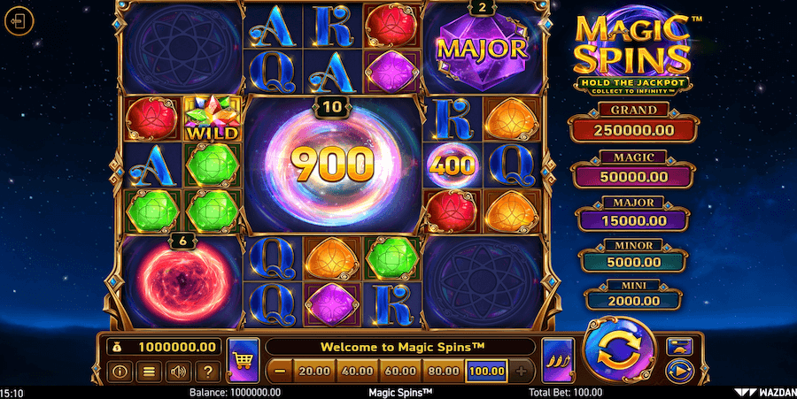 Widok planszy do gry automatu Magic Spins
