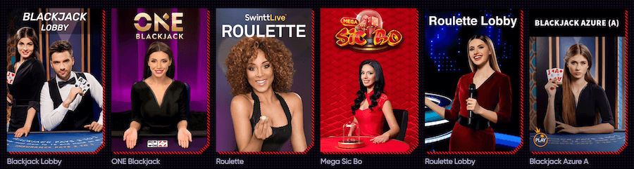 Niektóre z gier z krupierem na żywo dostępnych w QuickWin.