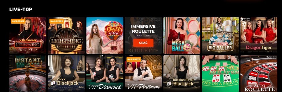 Przykładowe gry z krupierem na żywo w N1 Casino.