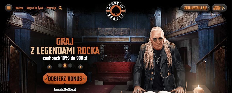 Strona startowa kasyna House of Spades.