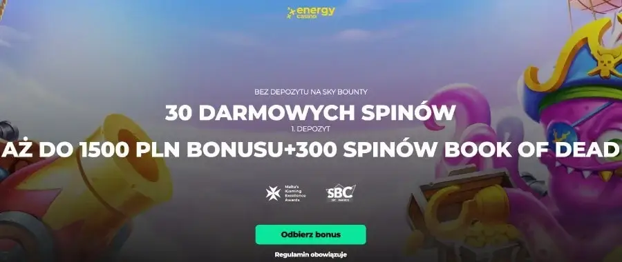Ekskluzywny bonus bez depozytu i powitalny w Energy Casino.
