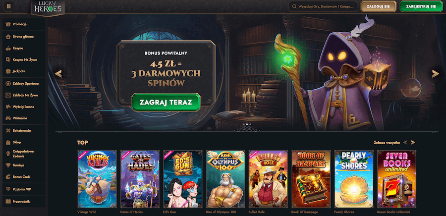 Lucky Heroes strona startowa kasyna.