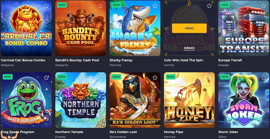 Kilka slotów z oferty Rolling Slots Casino.