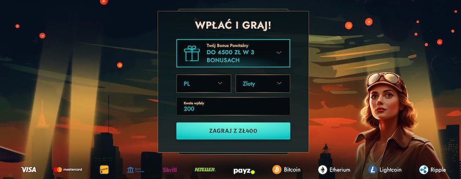 Okno rejestracji z bonusem do wyboru Dolly Casino.