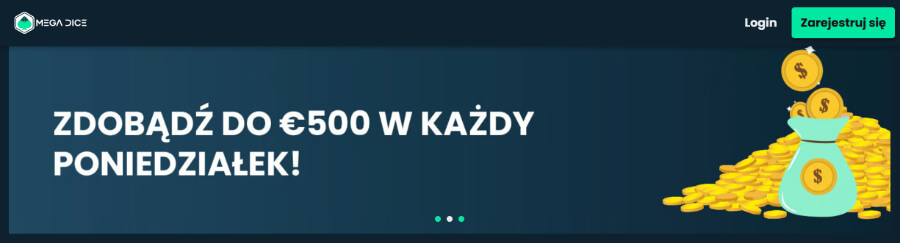 Bonus reload w kasynie Mega Dice