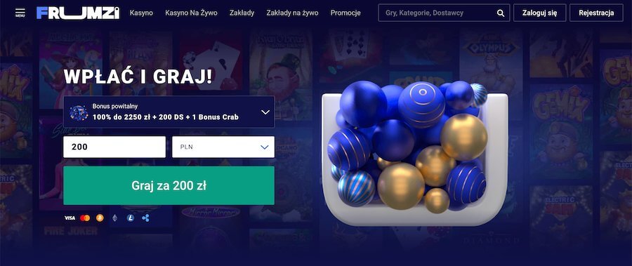 Strona startowa kasyna Frumzi.