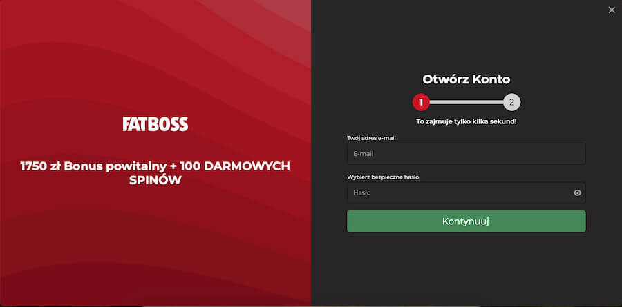 Okno rejestracji FatBoss.