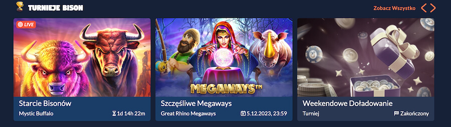 Turnieje w kasynie Playbison.