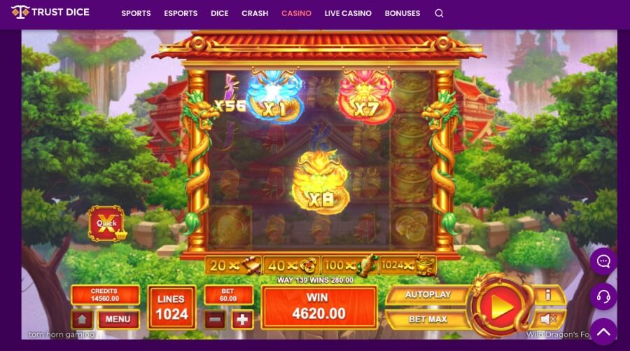 TrustDice - gra Wild Dragon's Fortune