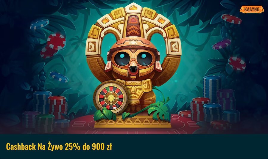 Cashback na żywo 25% do 900 zł w Spinanga.