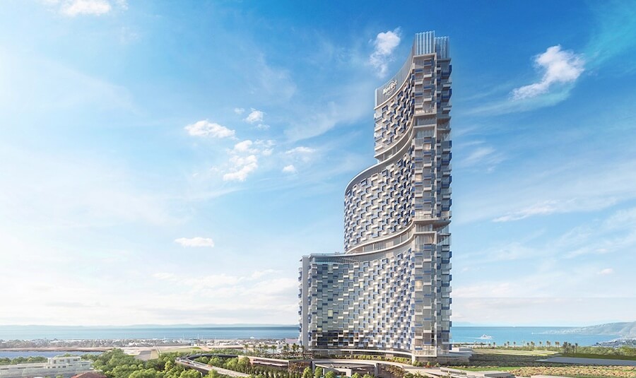 Wizualizacja budynku hotelowego i resortu Hard Rock Hotel & Casino Athens.