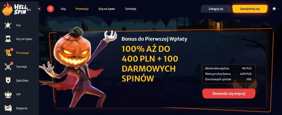 Bonus od pierwszej wpłaty w Hell Spin