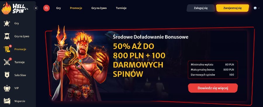 Środowe doładowanie bonusowe w Hell Spin