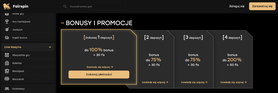 Bonus powitalny w Fairspin