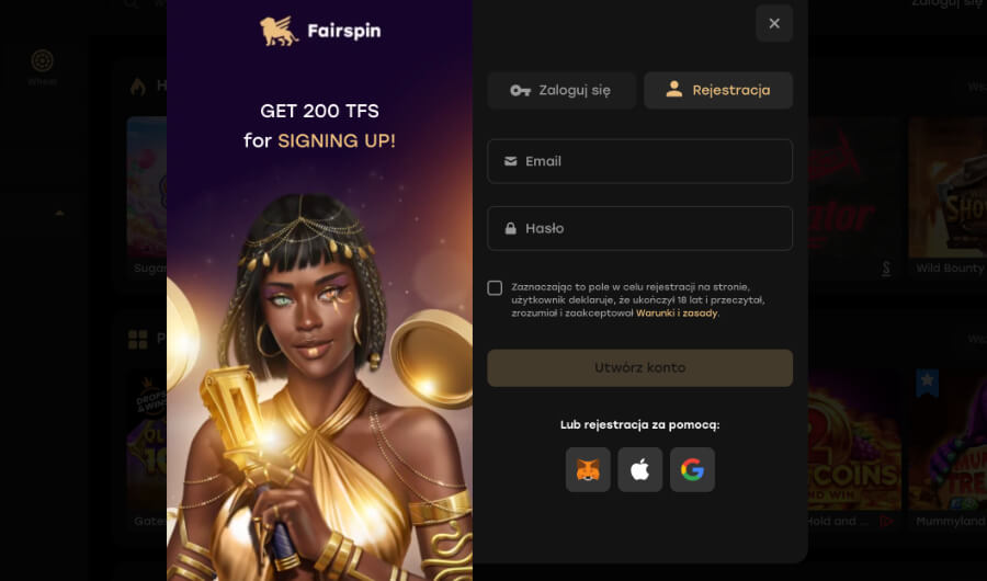 Rejestracja w Fairspin