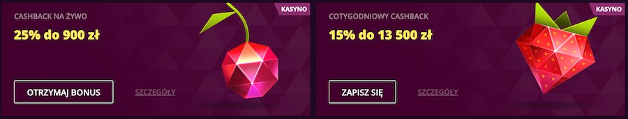 2 przykładowe bonusy w kasynie Malina Casino.