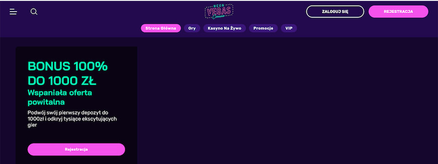 Neon Vegas bonus powitalny.