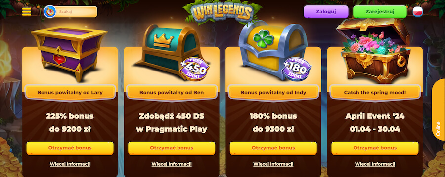 Bonusy i promocje w kasynie WinLegends.