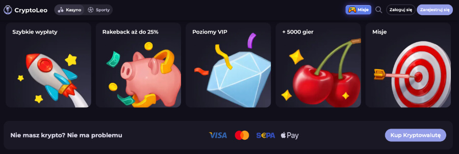 CryptoLeo - zalety kasyna