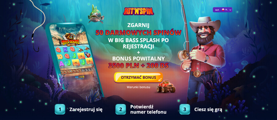 Hit'n'Spin bonus bez depozytu i bonus za rejestracje.