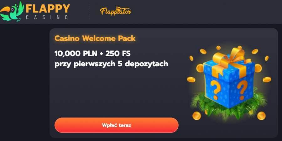 Pakiet powitalny kasyna Flappy Casino.