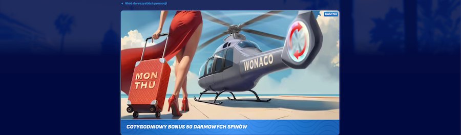 Wonaco i ich bonus Cotygodniowe darmowe spiny (50).