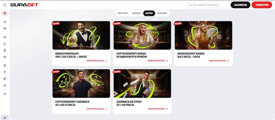 Bonusy i promocje w kasynie Supabet.