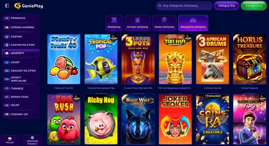 GeniePlay gry jackpot online