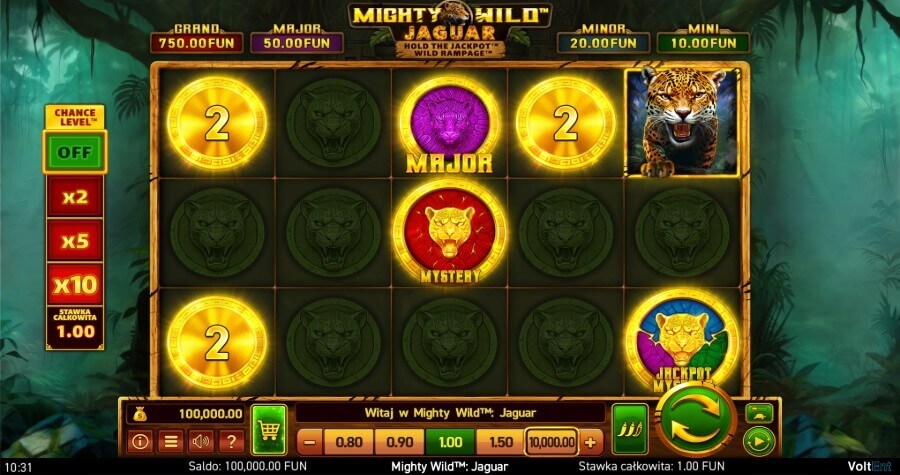 Bębny slotu Mighty Wild Jaguar w kasynie Magius.