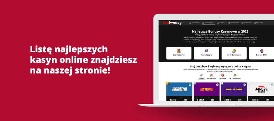 Infografika z najlepszymi kasynami online.