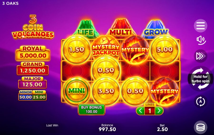 AllySpin gra 3 Coin Volcanoes