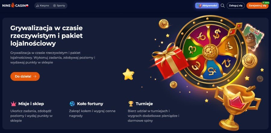 Nine Casino grywalizacja