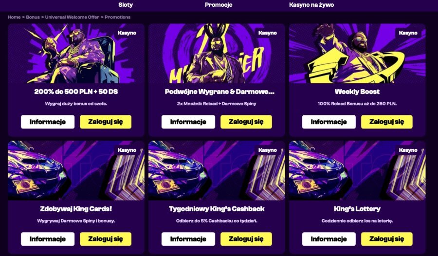 Promocje i bonusy dostępne w kasynie King Spin