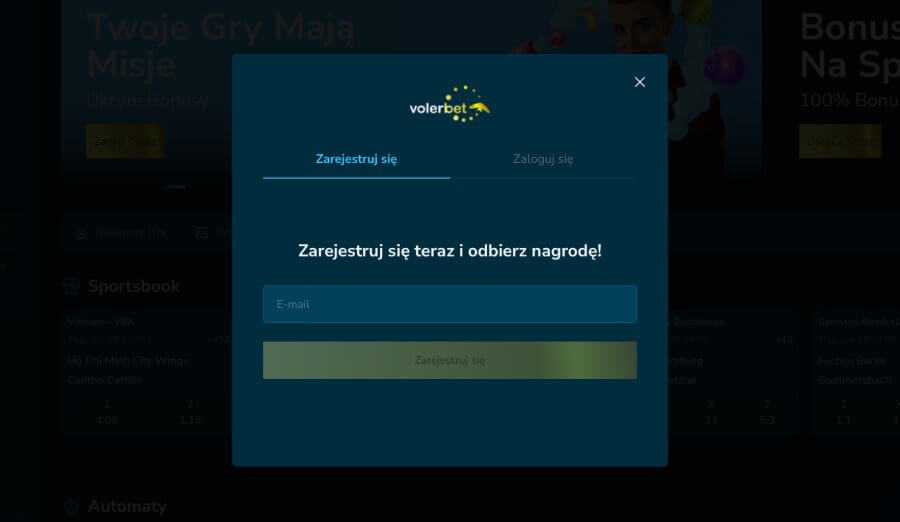 rejestracja w kasynie volerbet