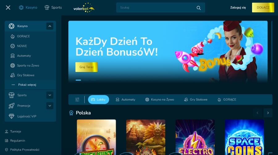 strona główna kasyna Volerbet
