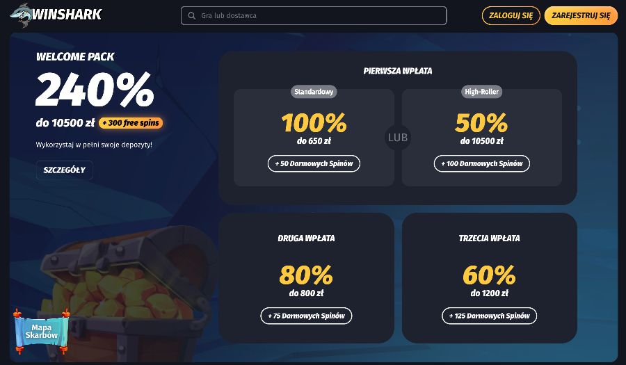 Winshark bonus powitalny